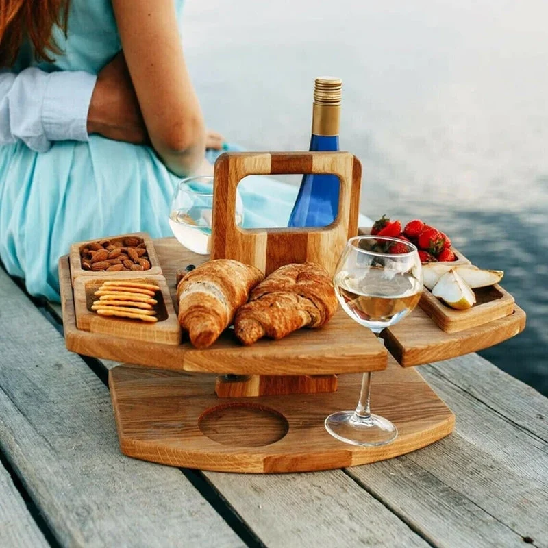 PortaWood Mini-Tisch – Tragbarer Holztisch mit Griff für Innen- und Picknicknutzung