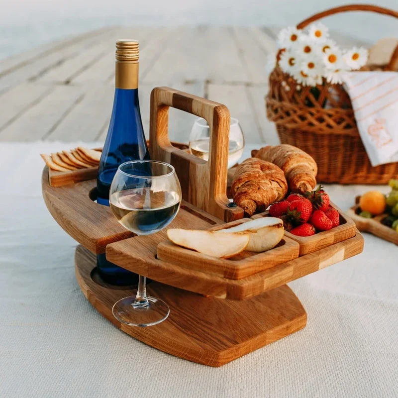 PortaWood Mini-Tisch – Tragbarer Holztisch mit Griff für Innen- und Picknicknutzung