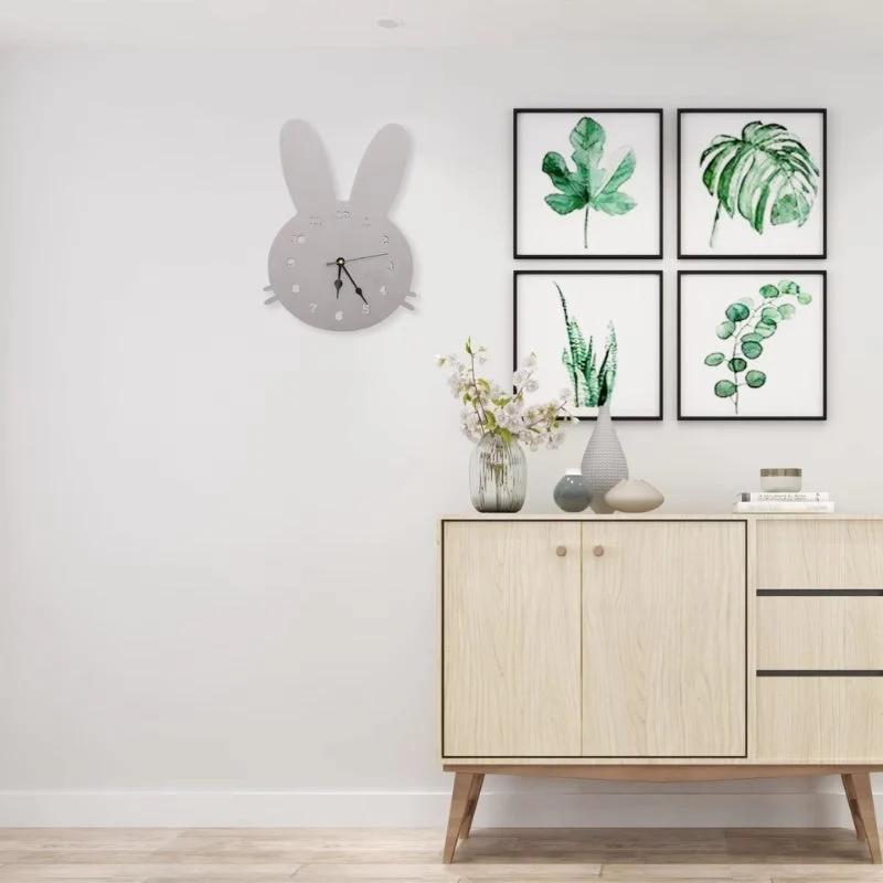 BunnyTick Kinder-Wanduhr – Dekorative Wanduhr mit Hasenmotiv