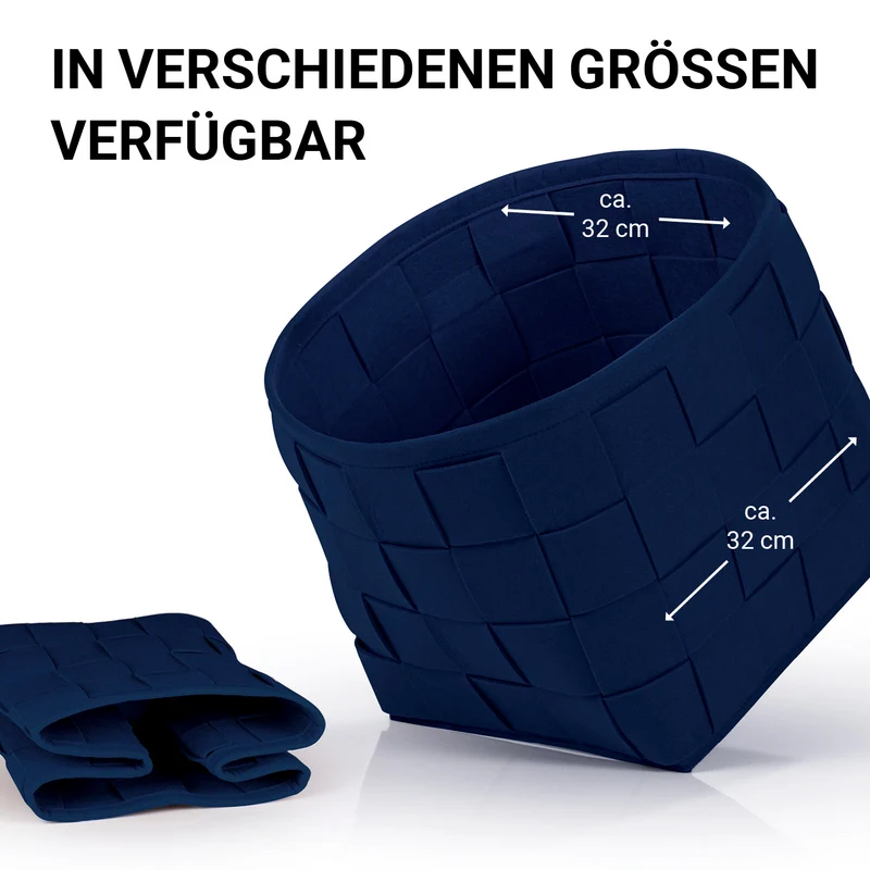 Filz-Aufbewahrungskorb M - 32 x 32 x 32 cm - Dunkelblau
