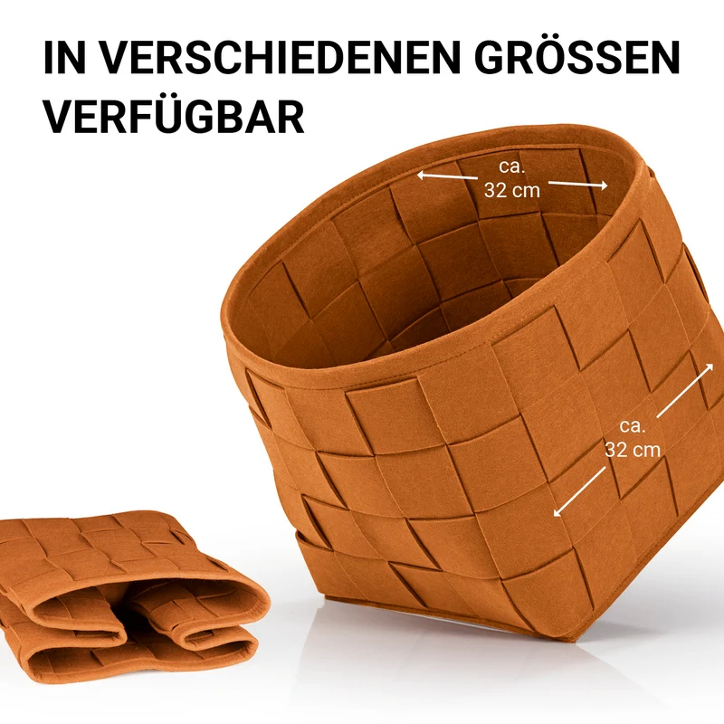 Filz-Aufbewahrungskorb M - 32 x 32 x 32 cm - Rost