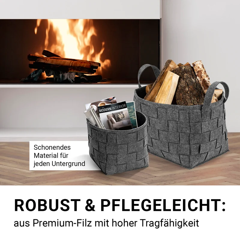 Filz-Aufbewahrungskorb M - 32 x 32 x 32 cm - Dunkelgrau