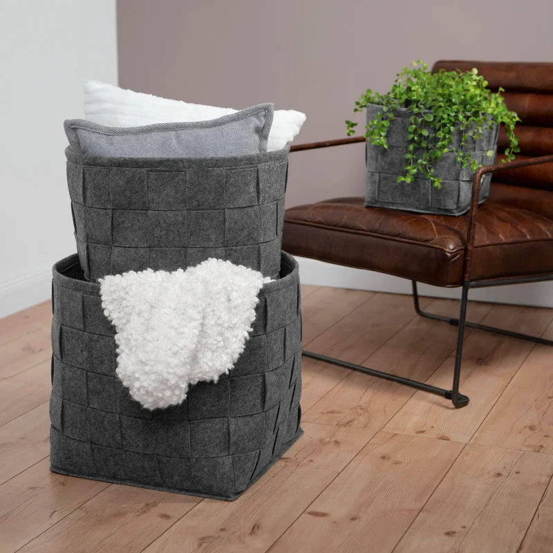 Filz-Aufbewahrungskorb M - 32 x 32 x 32 cm - Dunkelgrau