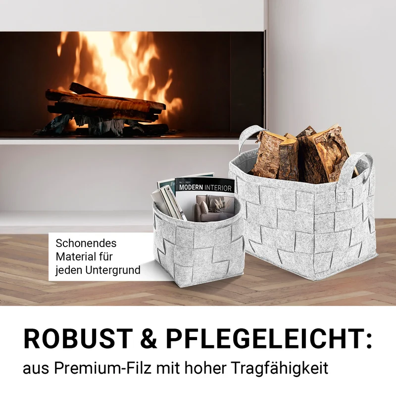 Filz-Aufbewahrungskorb S - 24 x 24 x 24 cm - Hellgrau