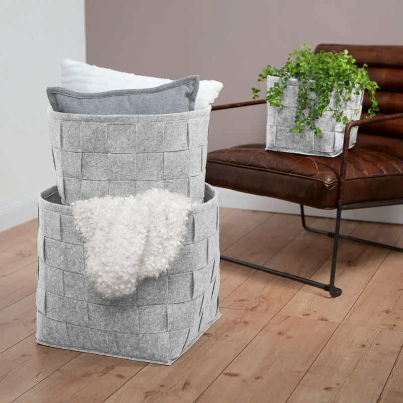 Filz-Aufbewahrungstasche L - 40 x 30 x 30 cm - Hellgrau