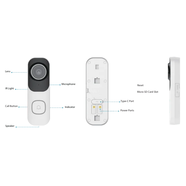 Dahua Slimme WiFi Deurbel set Wit met Gong (DH-VDKP01-WG)