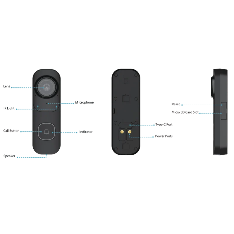 Dahua Slimme WiFi Deurbel set Zwart met Gong (DH-VDKP01-BG)