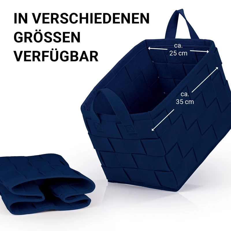 Filz-Aufbewahrungstasche M - 35 x 25 x 25 cm - Dunkelblau
