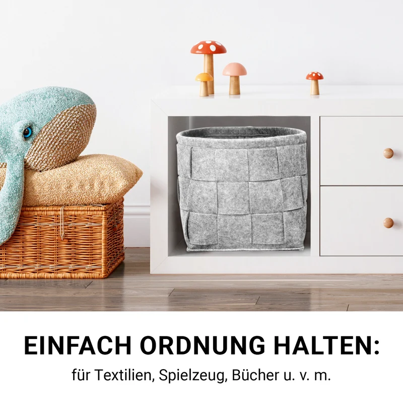 Filz-Aufbewahrungskorb M - 32 x 32 x 32 cm - Hellgrau