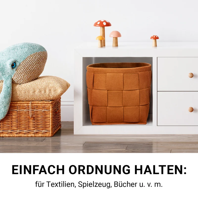 Filz-Aufbewahrungskorb S - 24 x 24 x 24 cm - Rost