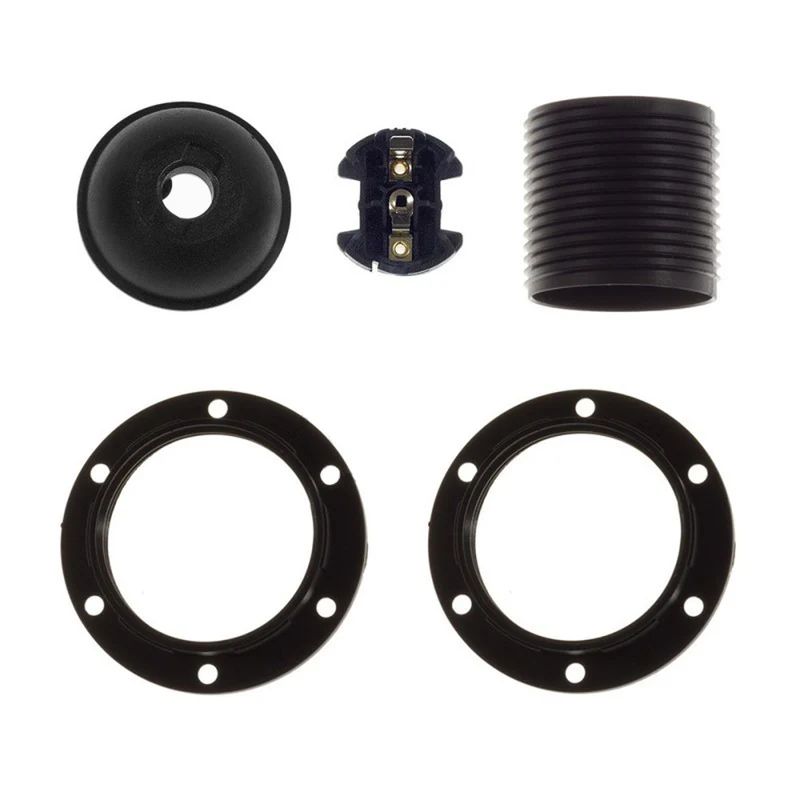 Lampenhalter-Set | Schwarz | E27-Fassung | mit 2 Ringen
