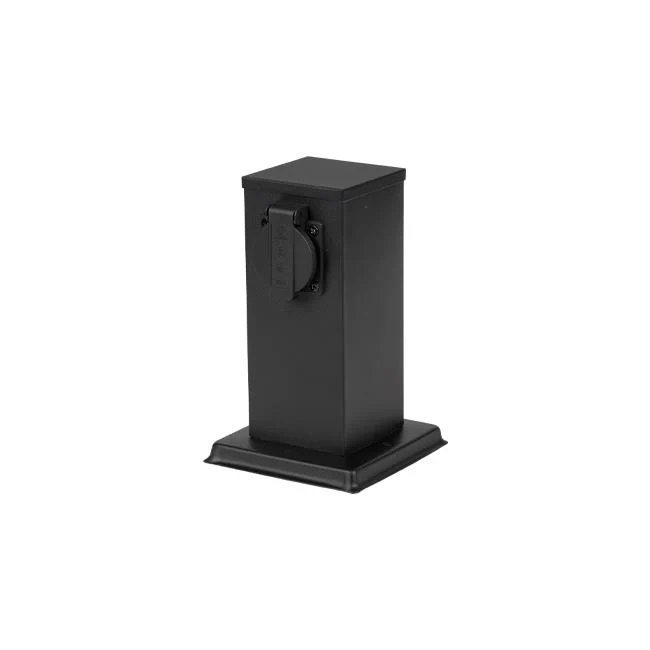 Outdoor-Steckdosenpfosten mit 2 schwarzen Steckdosen | 20cm | 230V