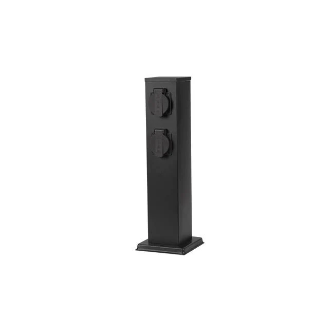 Outdoor-Steckdosenpfosten mit 4 schwarzen Steckdosen | 40cm | 230V