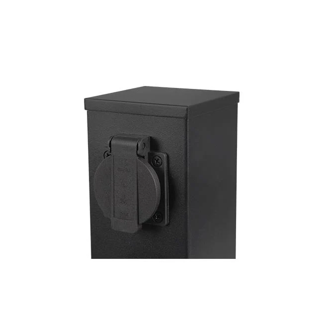 Outdoor-Steckdosenpfosten mit 4 schwarzen Steckdosen | 40cm | 230V