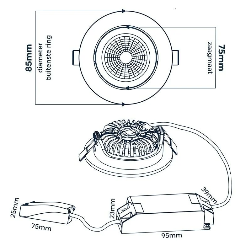 EcoDim Zigbee LED Inbouwspot - RGBWW 2700K-6000K