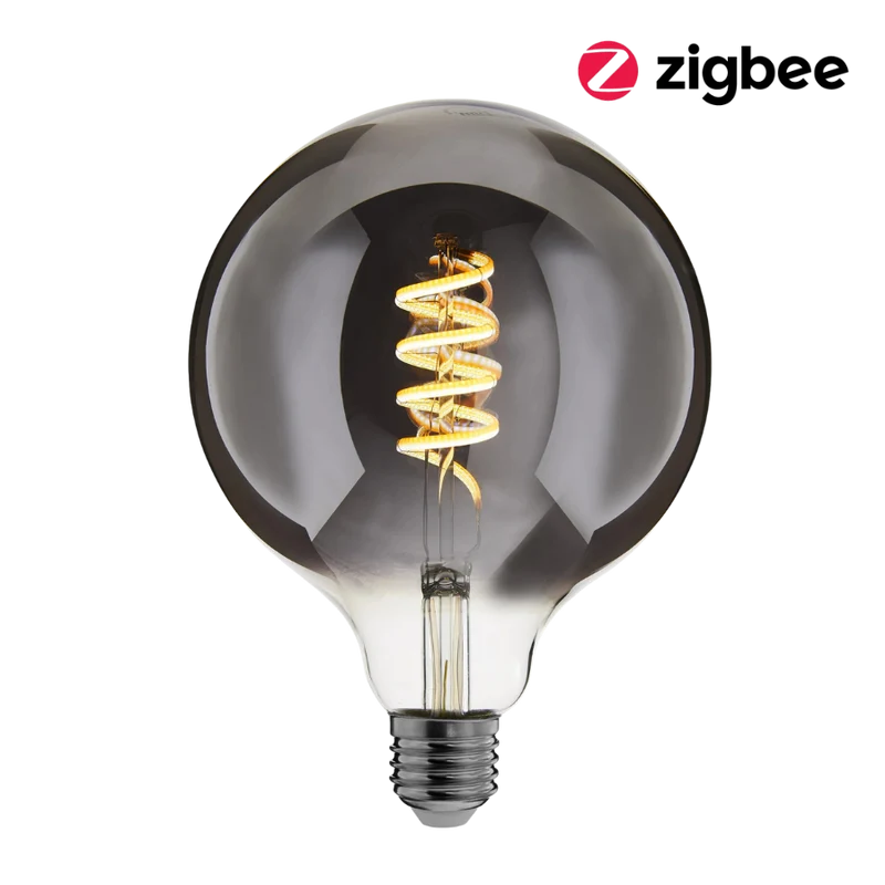 EcoDim Zigbee led lamp dimbaar E27, globe G125, Smokey 2000K-4000K