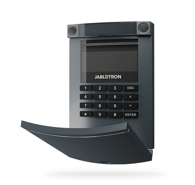 Jablotron Funk-Bedienteil JA-154E-AN mit LCD-Display + Tastatur + RFID-Lesegerät, anthrazit
