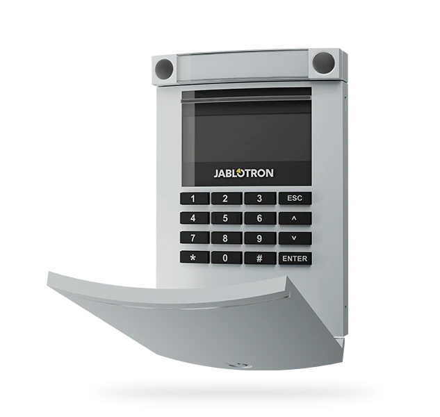 Jablotron Funk-Bedienteil JA-154E-GR mit LCD-Display + Tastatur + RFID-Lesegerät, grau