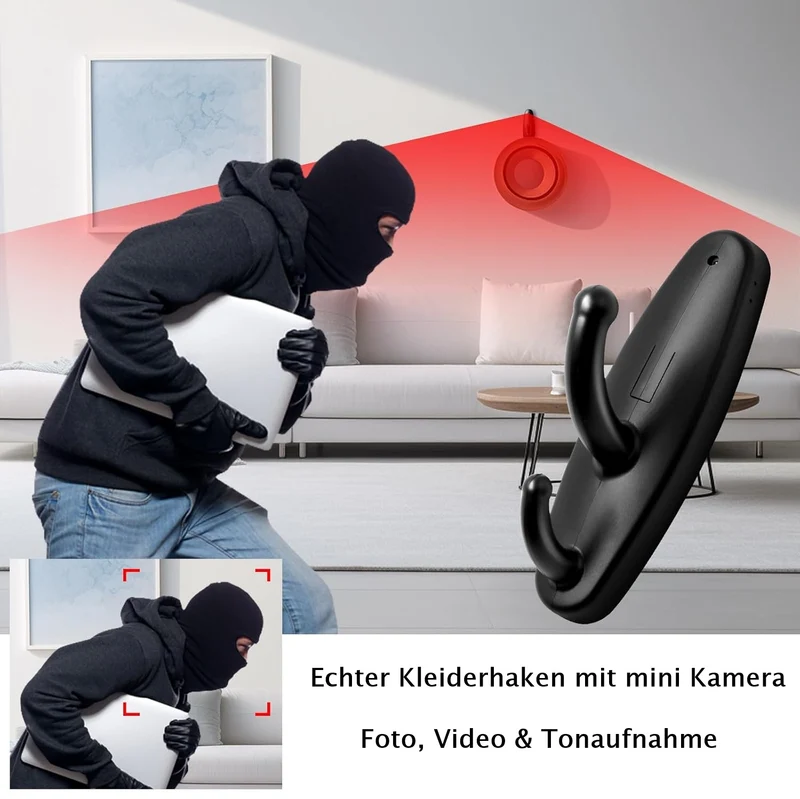 Kleiderhaken Versteckte Mini Kamera Video Ton Bild Aufnahme Haus Zimmer Spycam Spionage Cam